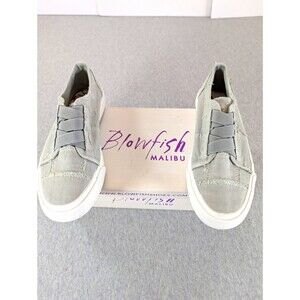 New Blowfish Malibu Marley Womens Gray/White Canvas Slip-On Low Top Sneaker 7.5